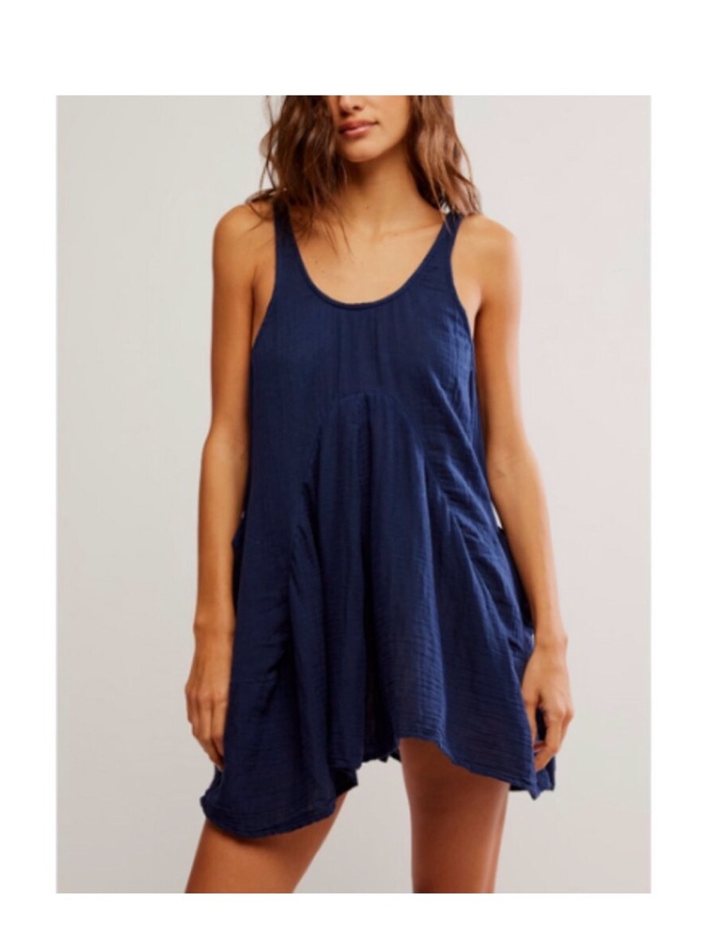 Free People Navy Blue Cotton Tank Dress